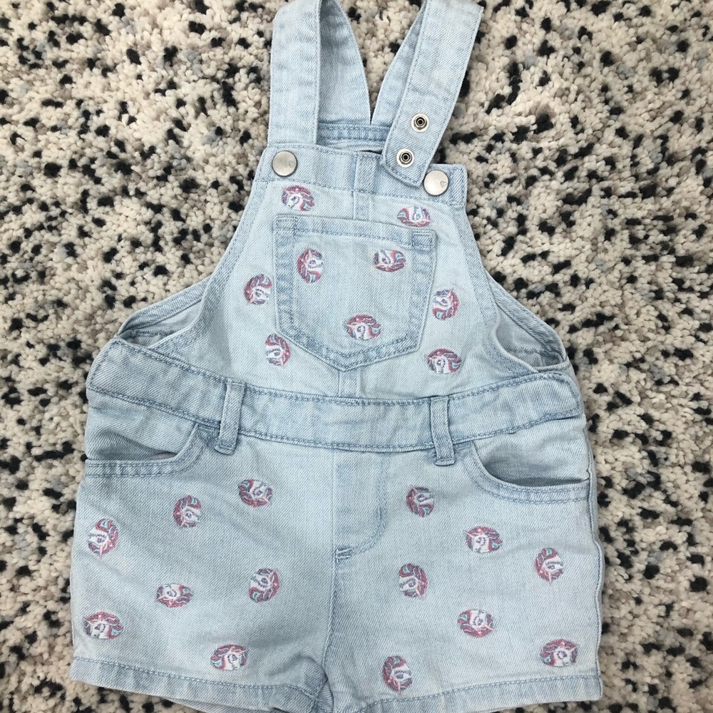 Unicorn Embroidered Overalls